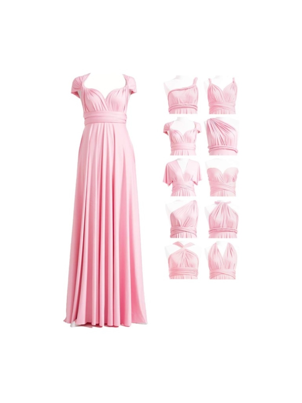 Convertible Multiway Pink Maxi Dress-women One size